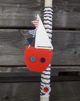 Easter Candle with a red Boat