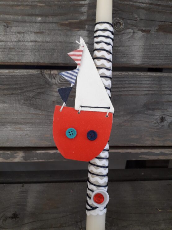 Easter Candle with a red Boat